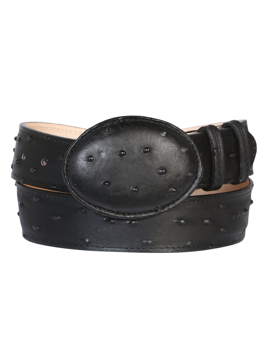 Cowboy Belt El Senor de los Cielos Imitation Ostrich Black