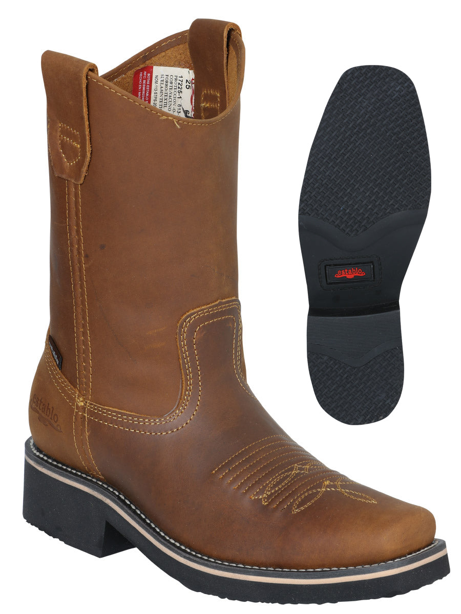 Bota de trabajo para hombre Establo Crazy Leather en color mango