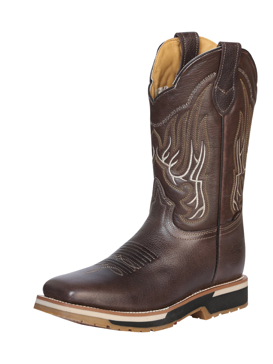 Bota de rodeo Establo para hombre, de piel bovina grizzly en marrón