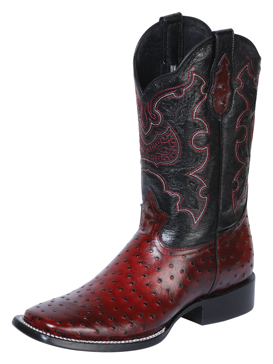 Bota Rodeo - Avestruz Estampado Borgoña