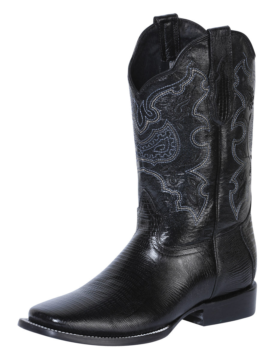 El General Men's Rodeo Boot Imitation Lizard Black
