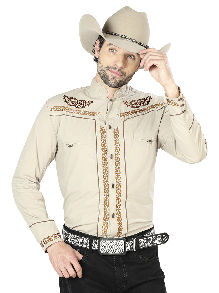 El Señor de los Cielos Charro Embroidery Shirt Khaki/Brown
