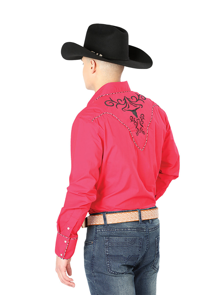 Embroidery Western Shirt Red/Black Mod. 42889