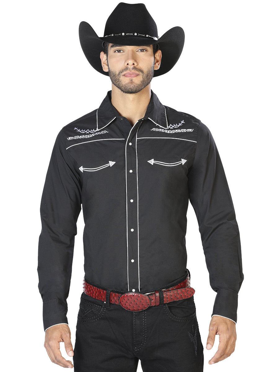 Embroidery -Western Shirt Black/White 42949