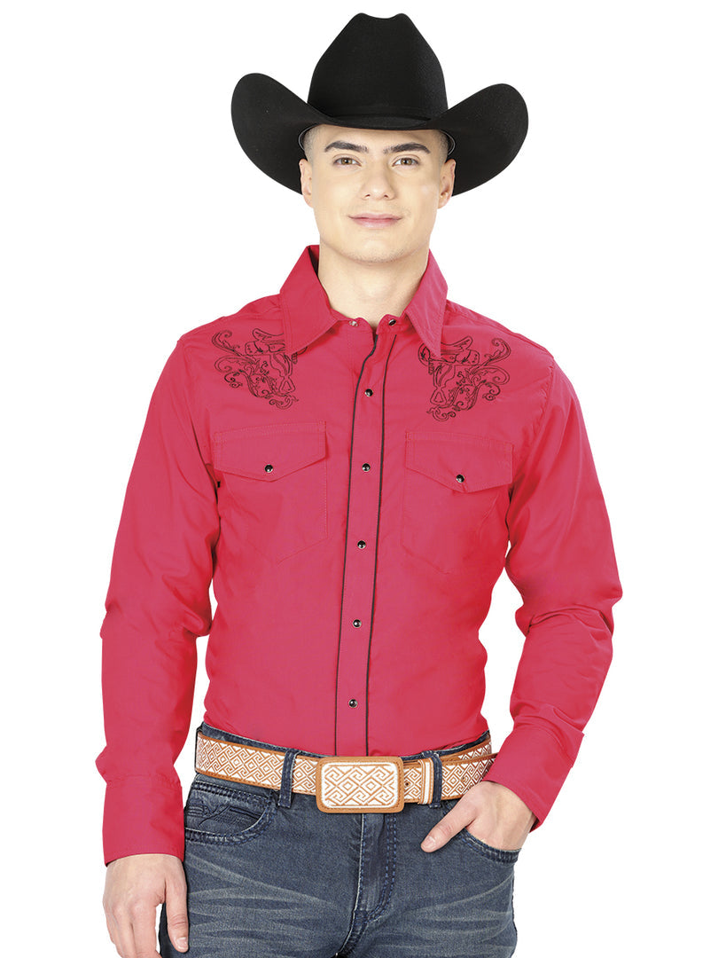Red Western Long Sleeve Shirt Mod. 42956