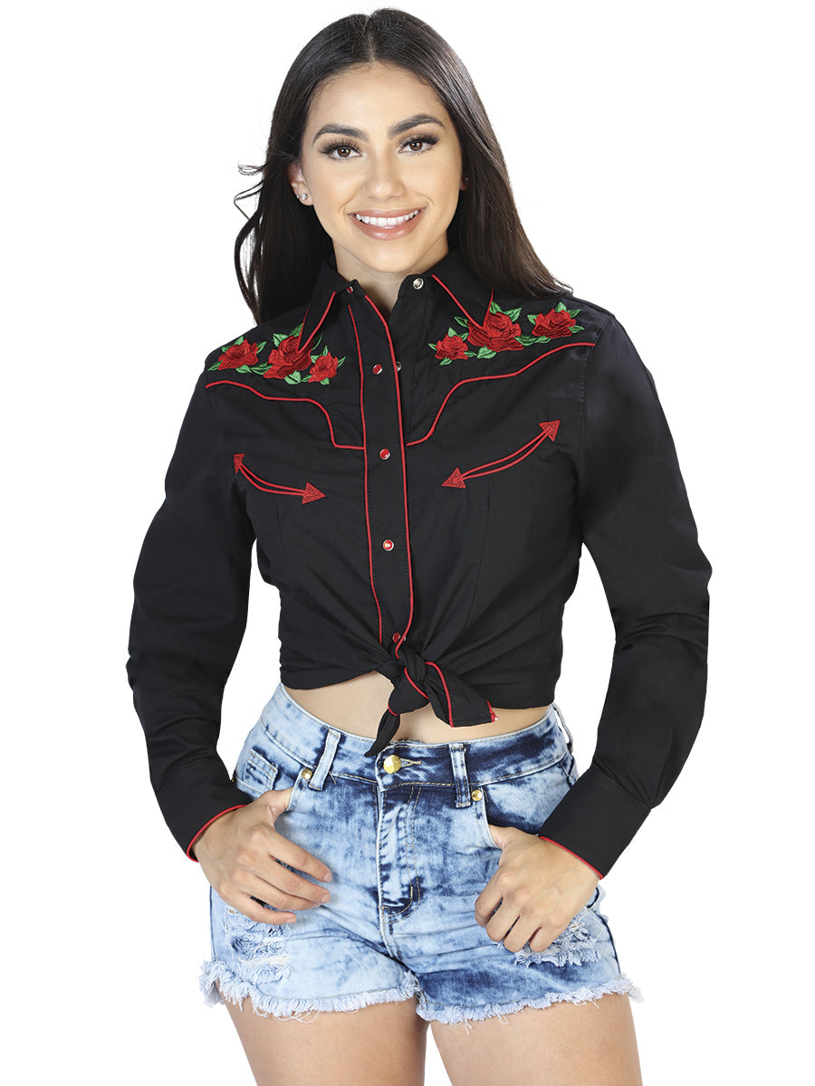 Womens - Black - Embroidered Shirt