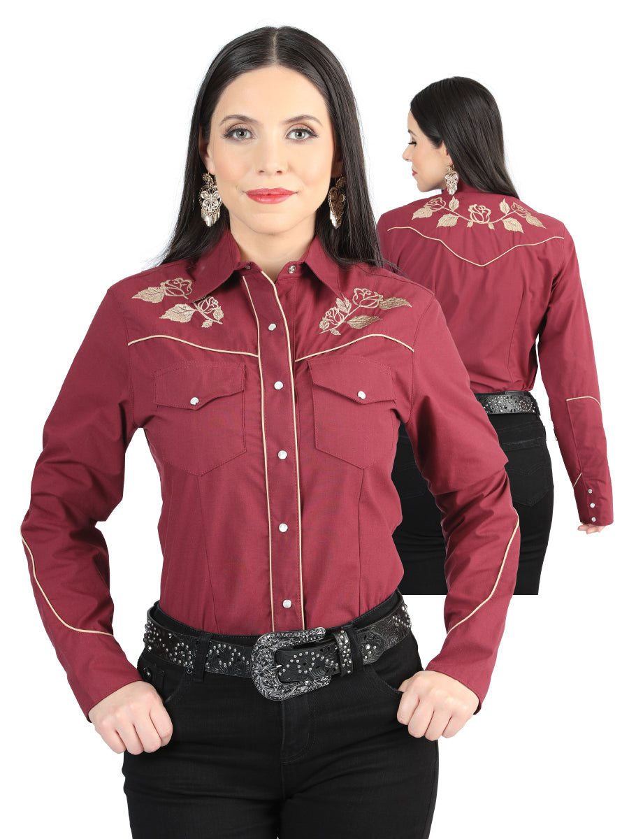 Womens Wine - Embroidered Shirt