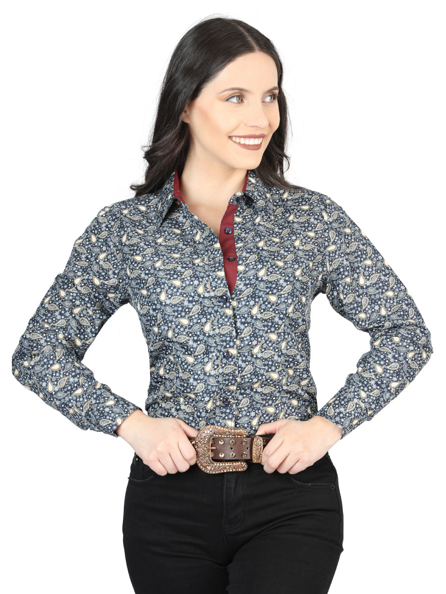 Blue Print Long Sleeve Shirt