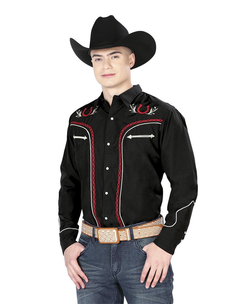 Embroidery Western Shirt Black/Red