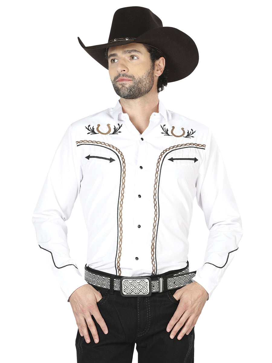 Bordado - Camisa Western Blanca/Dorada