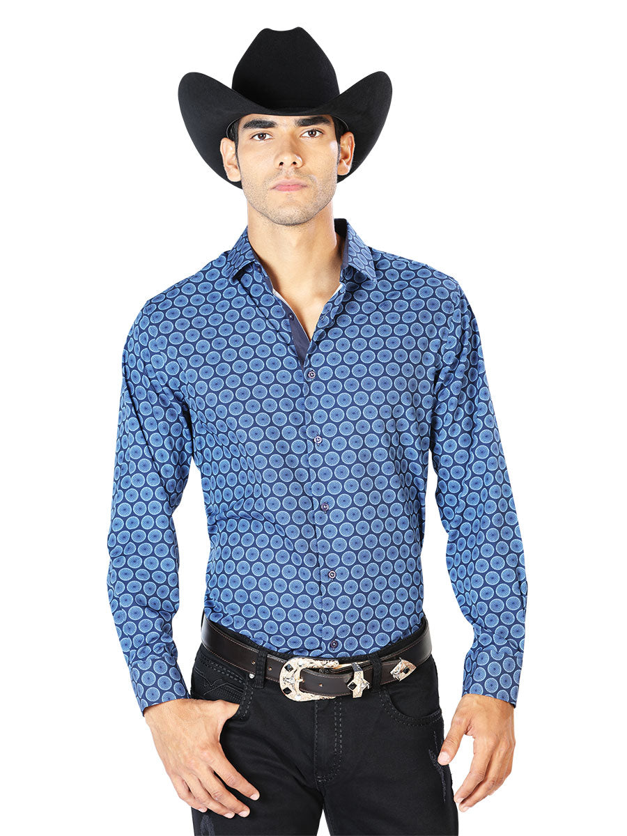 Navy Blue Casual Long Sleeve Shirt Mod. 43550