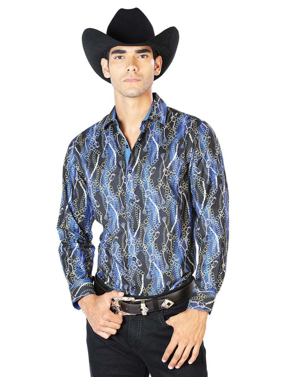 Black And Blue Casual Long Sleeve Shirt