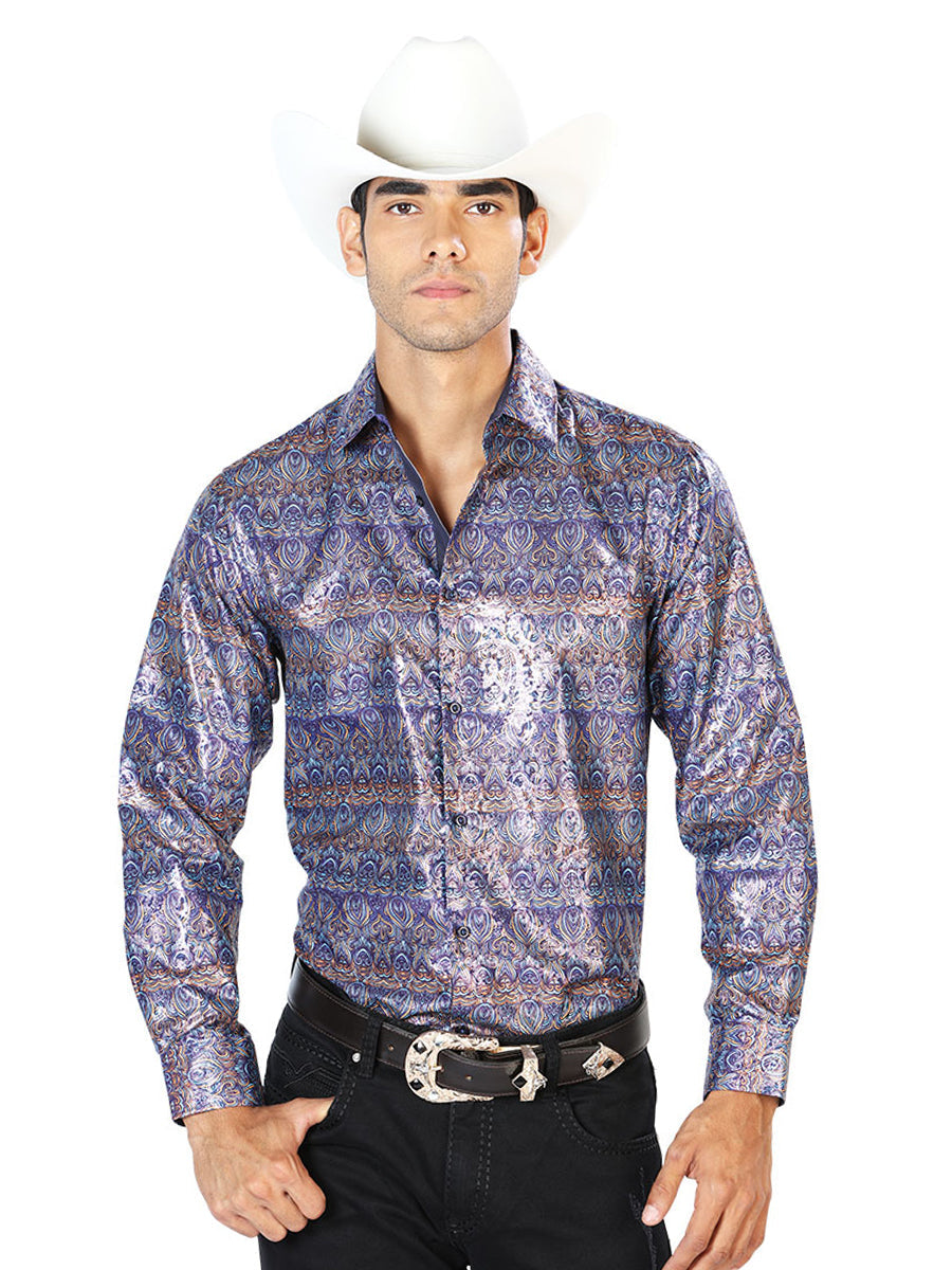 Camisa casual azul marino de manga larga Mod. 43567