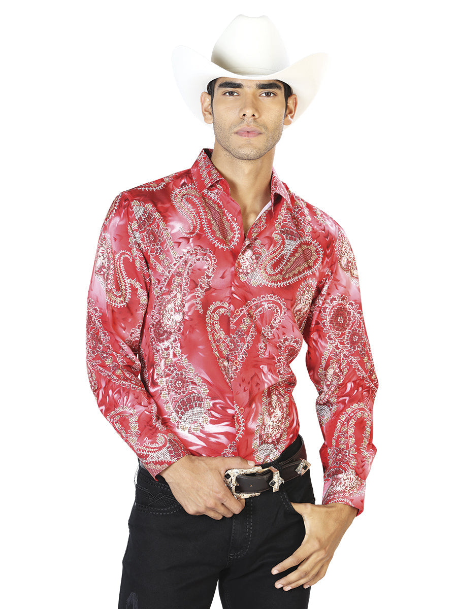 Camisa casual roja de manga larga