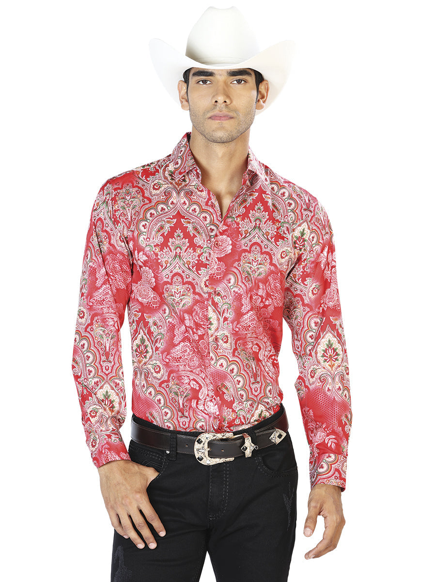 Camisa casual roja de manga larga