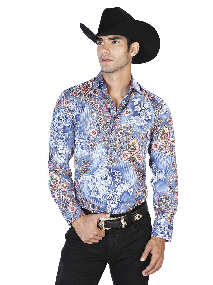 Blue Casual Long Sleeve Shirt Mod. 43582