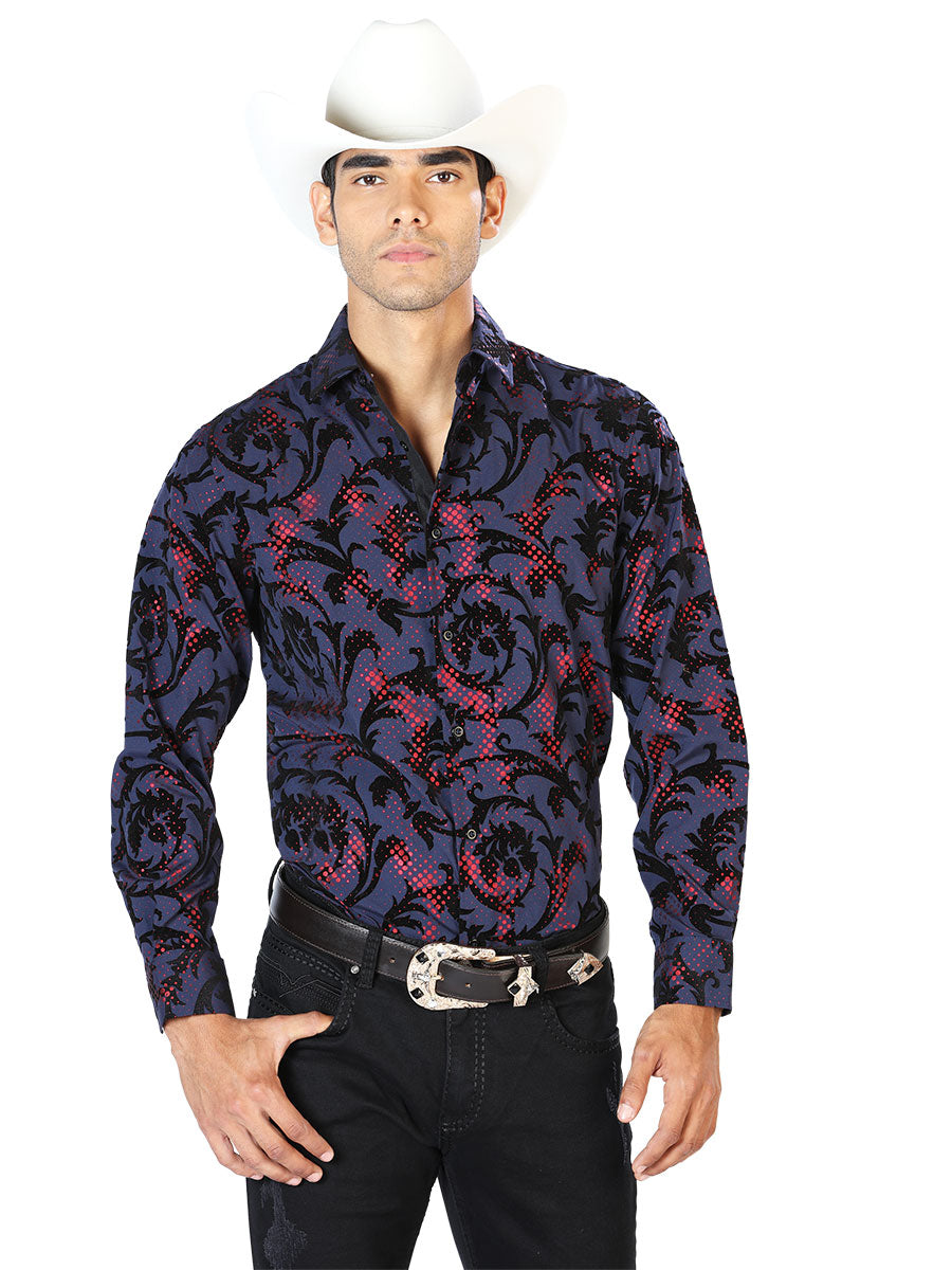 Navy Casual Long Sleeve Shirt Mod. 43584