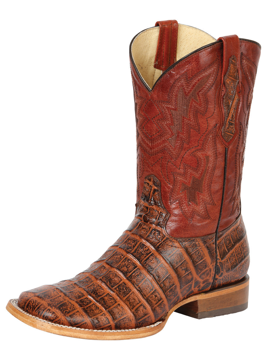 Men's Western Boot Print Caiman Belly Años Brandy