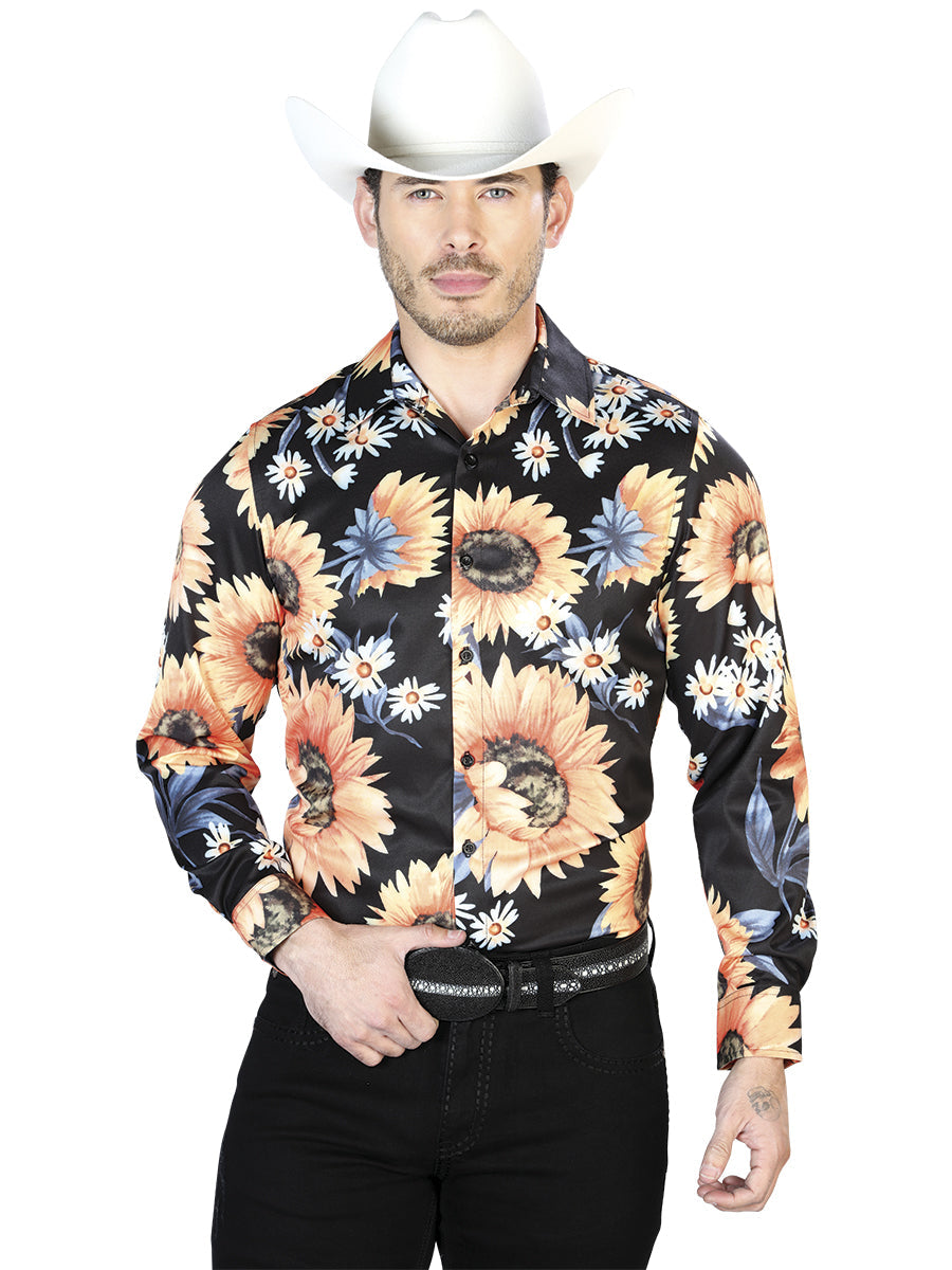 Black/Sunflower Casual Long Sleeve Shirt