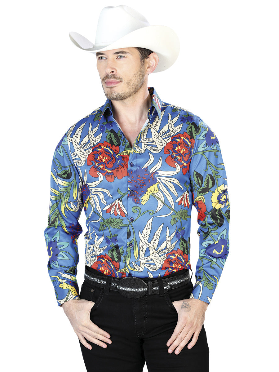 Blue Casual Long Sleeve Shirt Mod. 43677