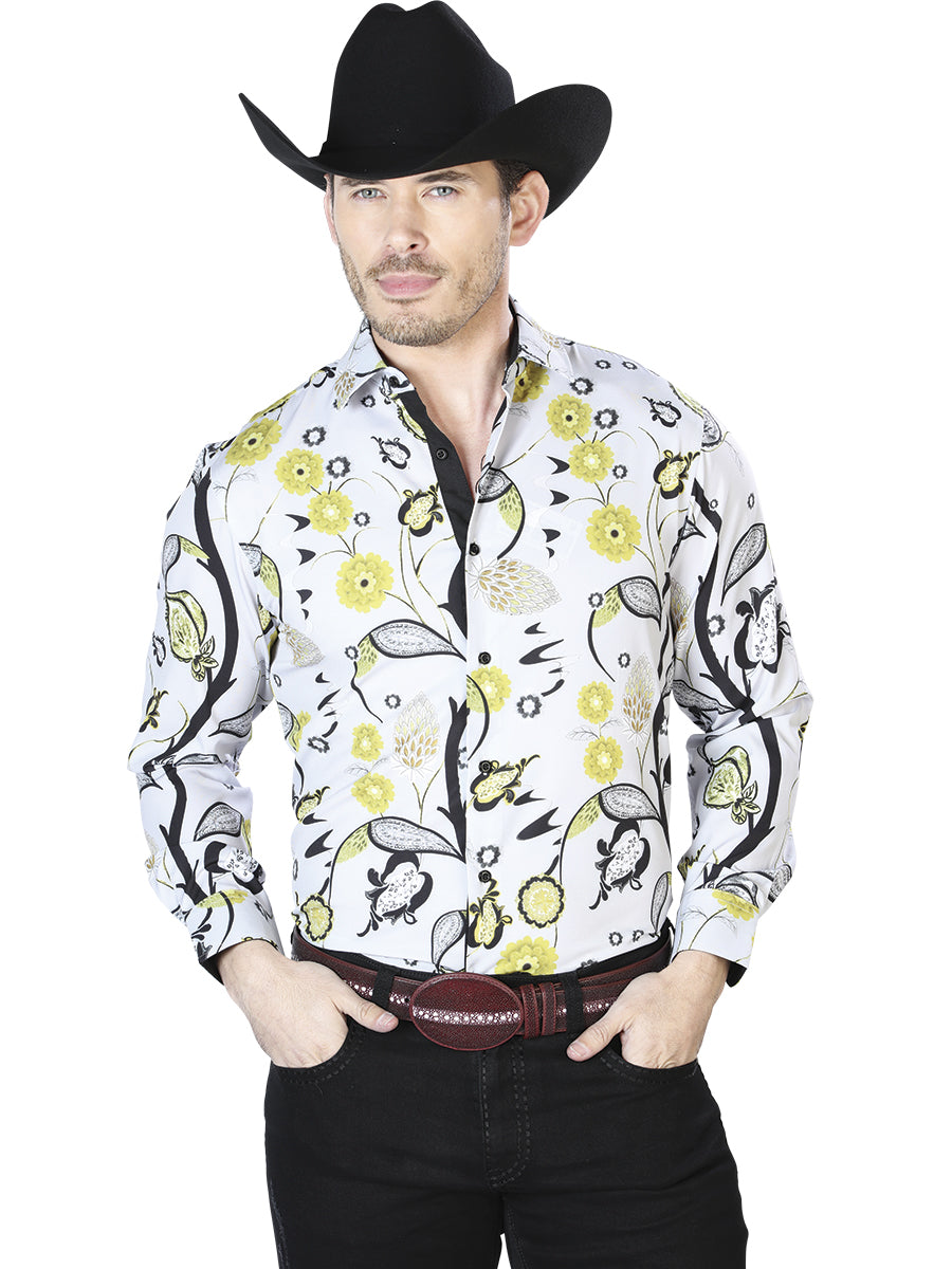 Gray And Yellow Casual Long Sleeve Shirt