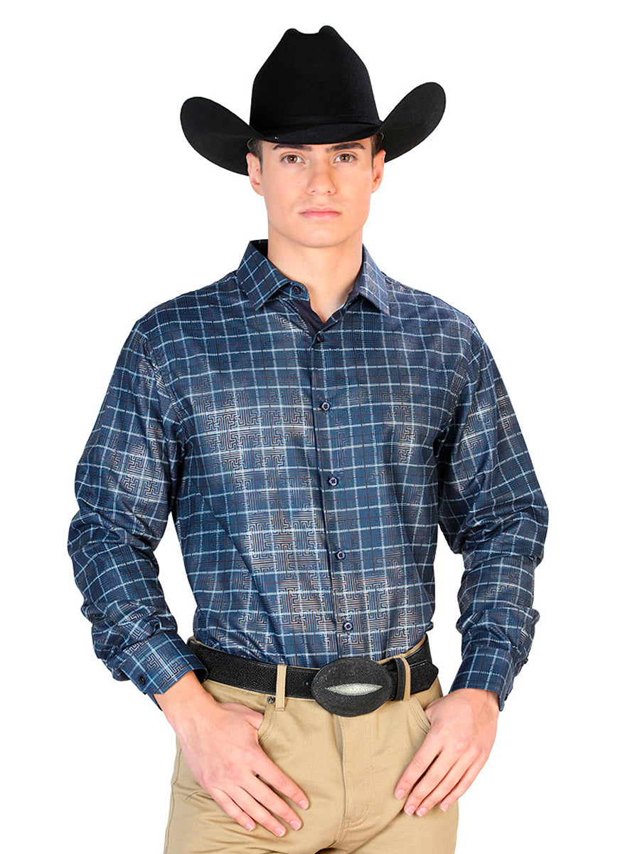 Navy Blue Casual Long Sleeve Shirt Mod. 43768