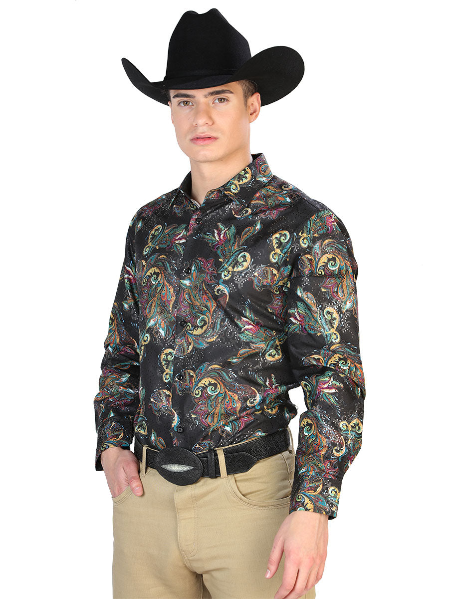 Black Multicolor Casual Long Sleeve Shirt Mod. 43800