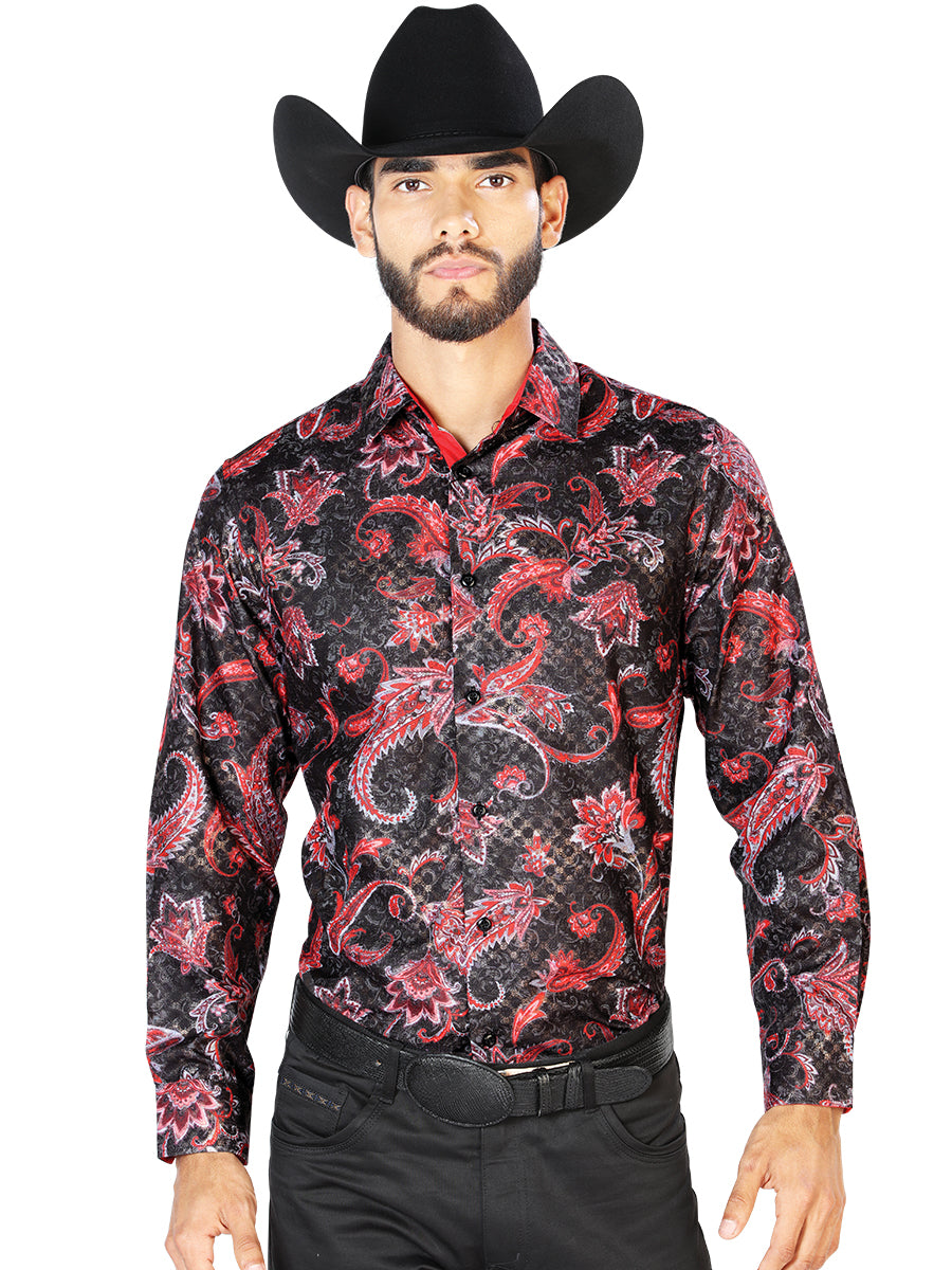 Black Red Casual Long Sleeve Shirt Mod. 43804