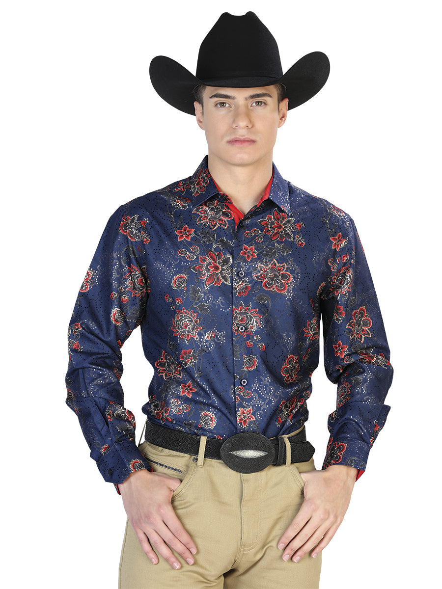 Navy Blue Casual Long Sleeve Shirt Mod. 43808