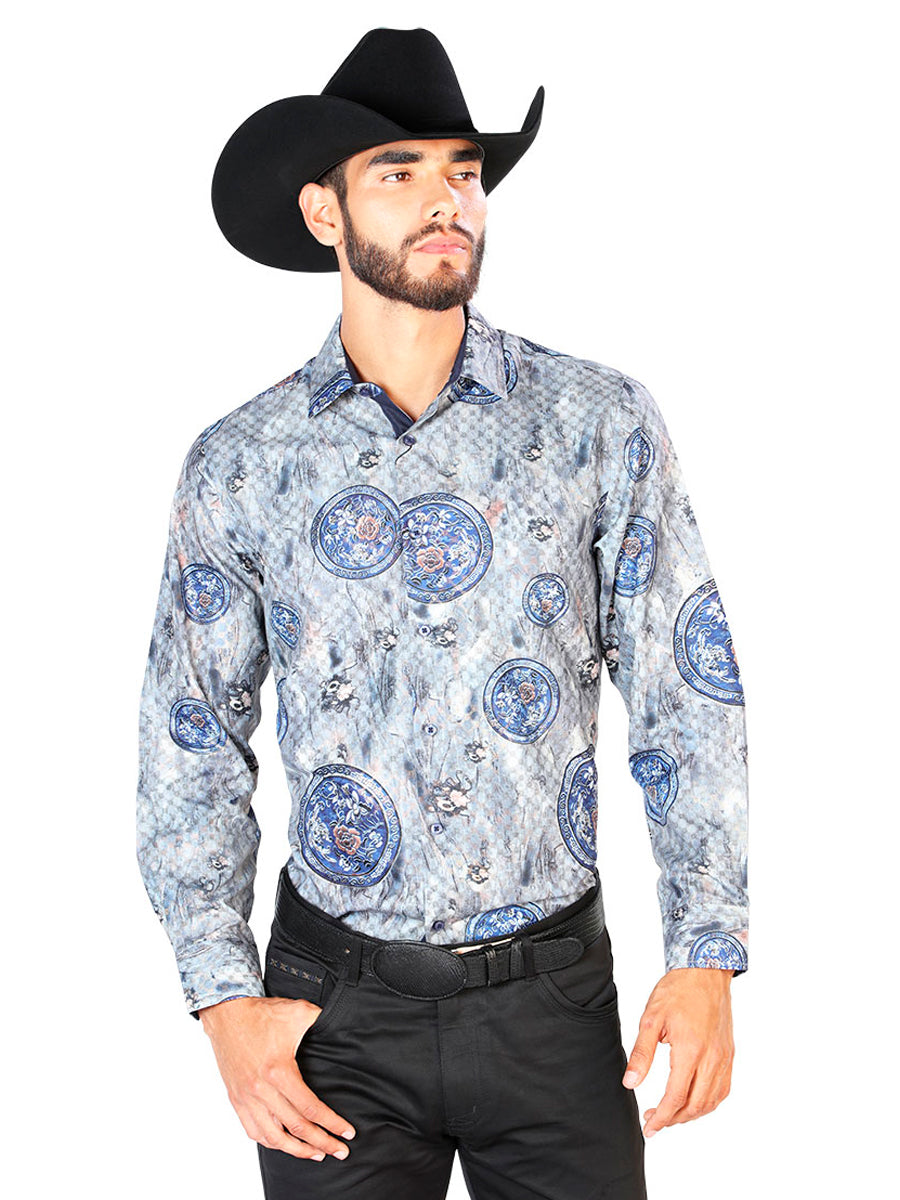 Blue Casual Long Sleeve Shirt Mod. 43823