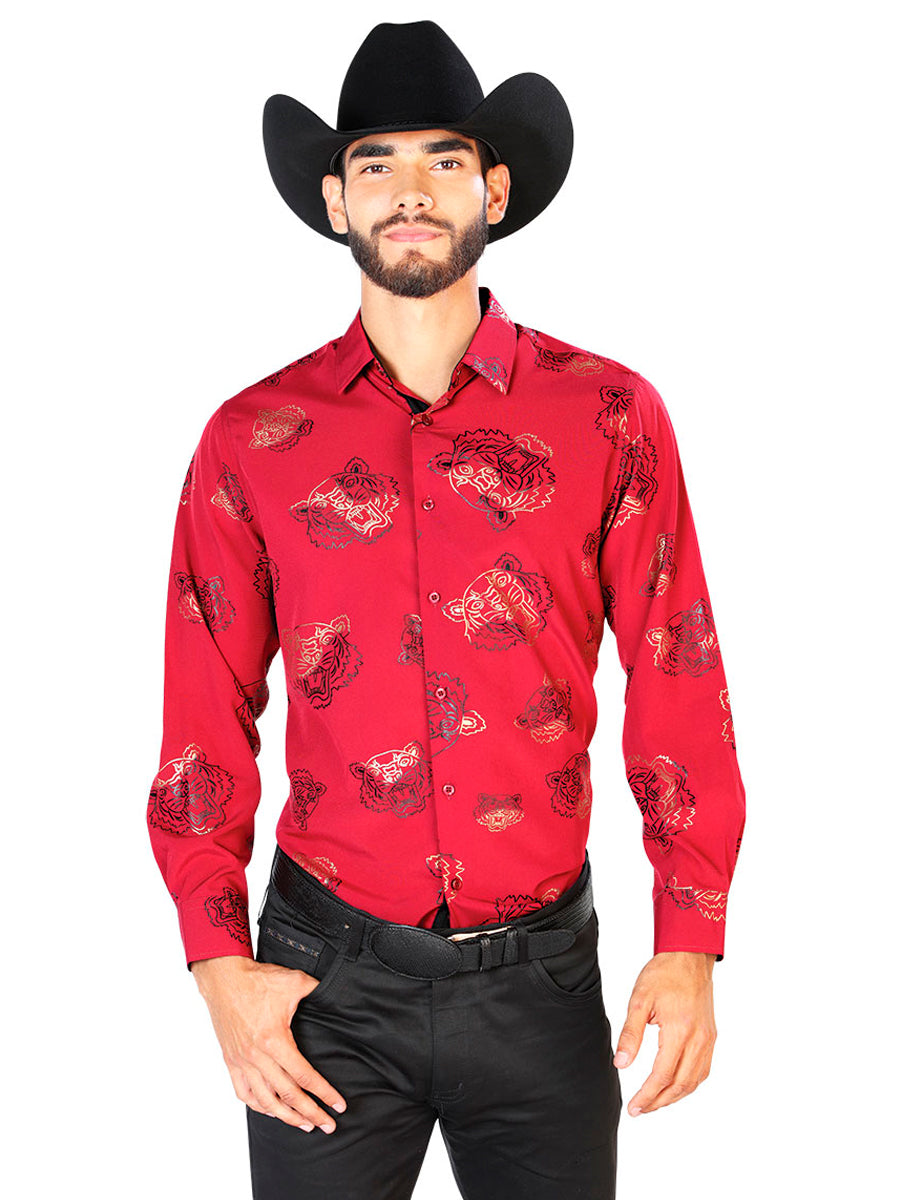 Camisa Casual Roja de Manga Larga Mod. 43829