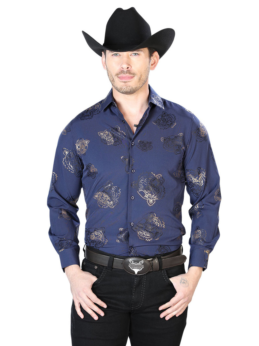 Navy Casual Long Sleeve Shirt Mod. 43843