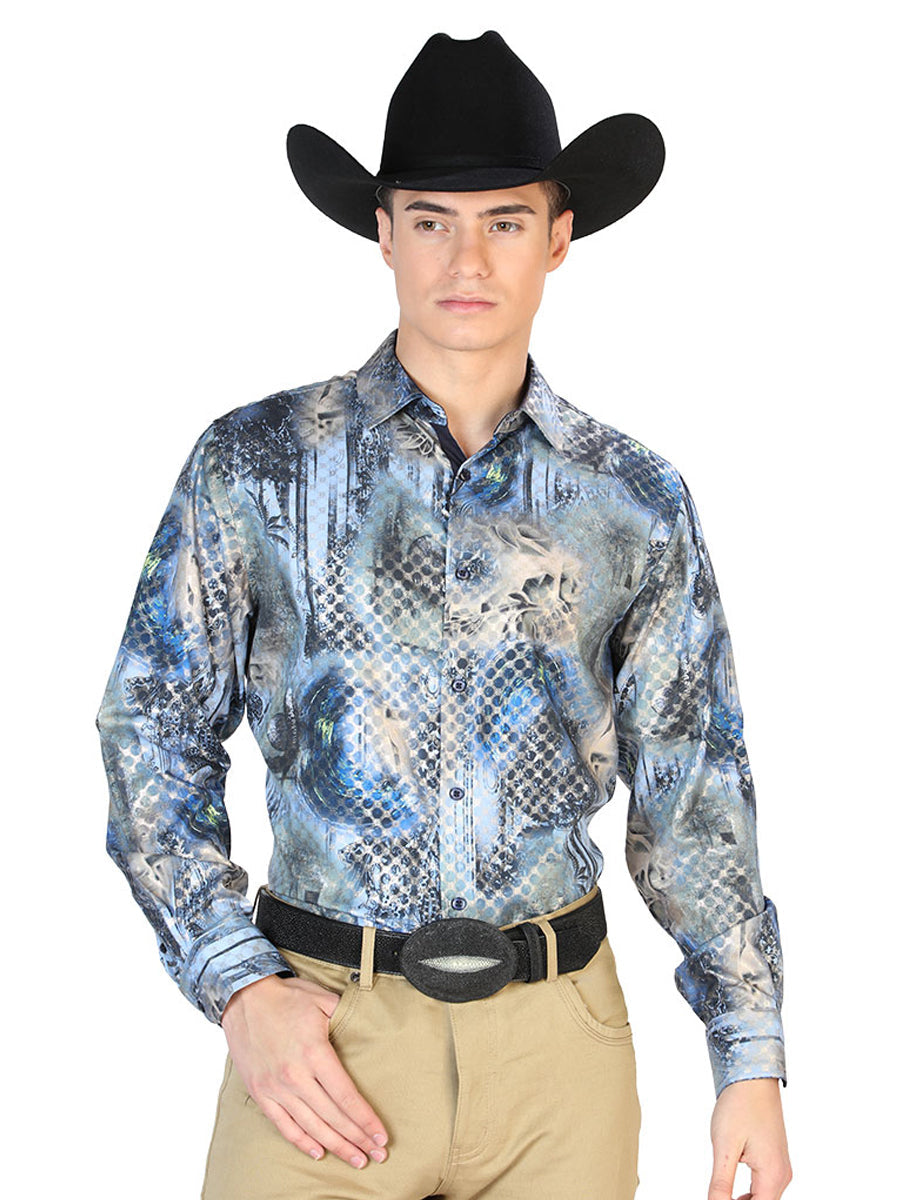 Black Blue Casual Long Sleeve Shirt Mod. 43878