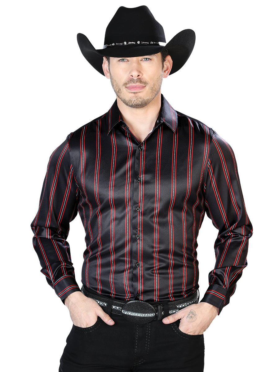 Black And Red Casual Long Sleeve Shirt Mod. 43922