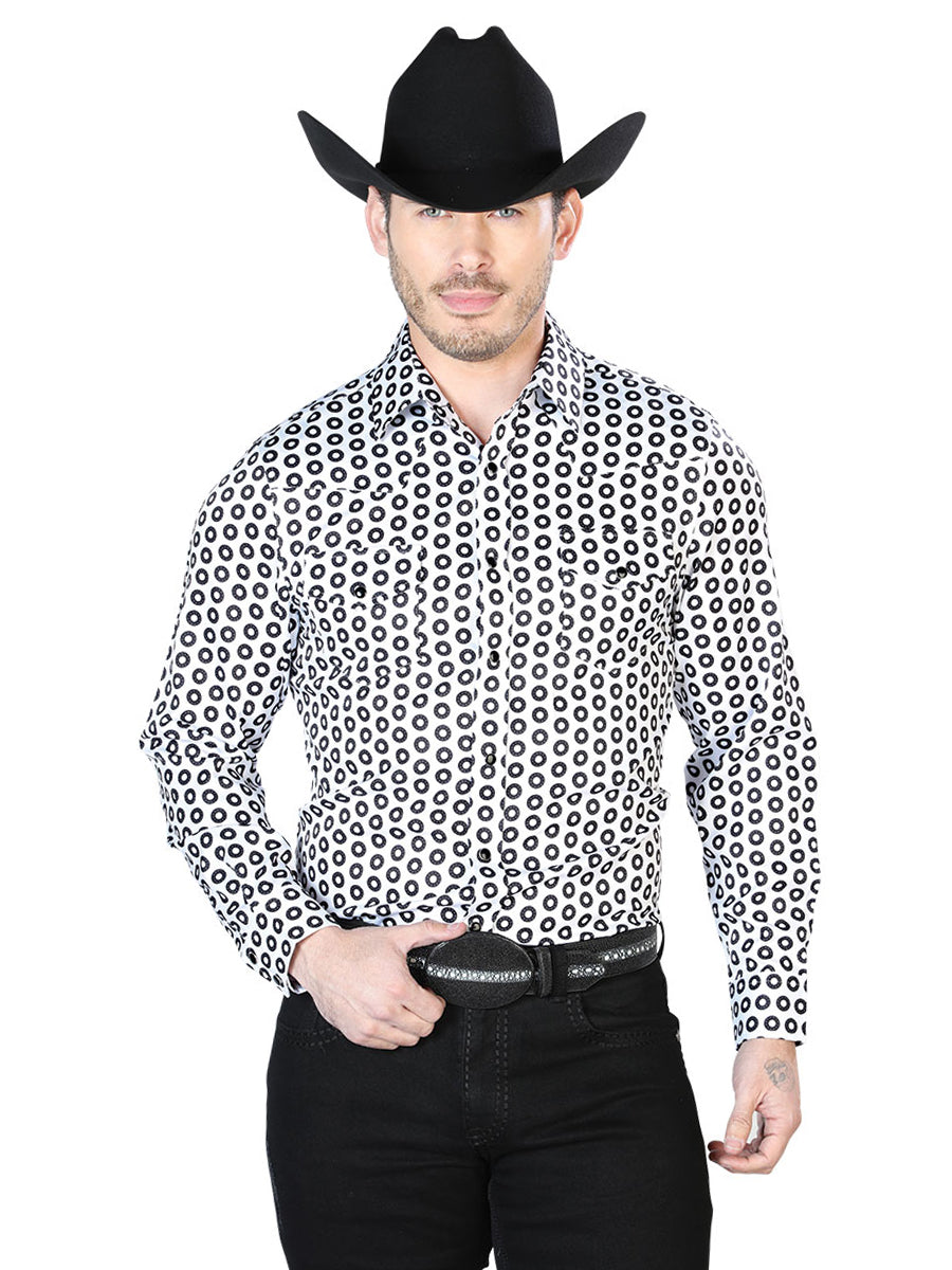 Camisa casual de manga larga blanca y negra, modelo 43938