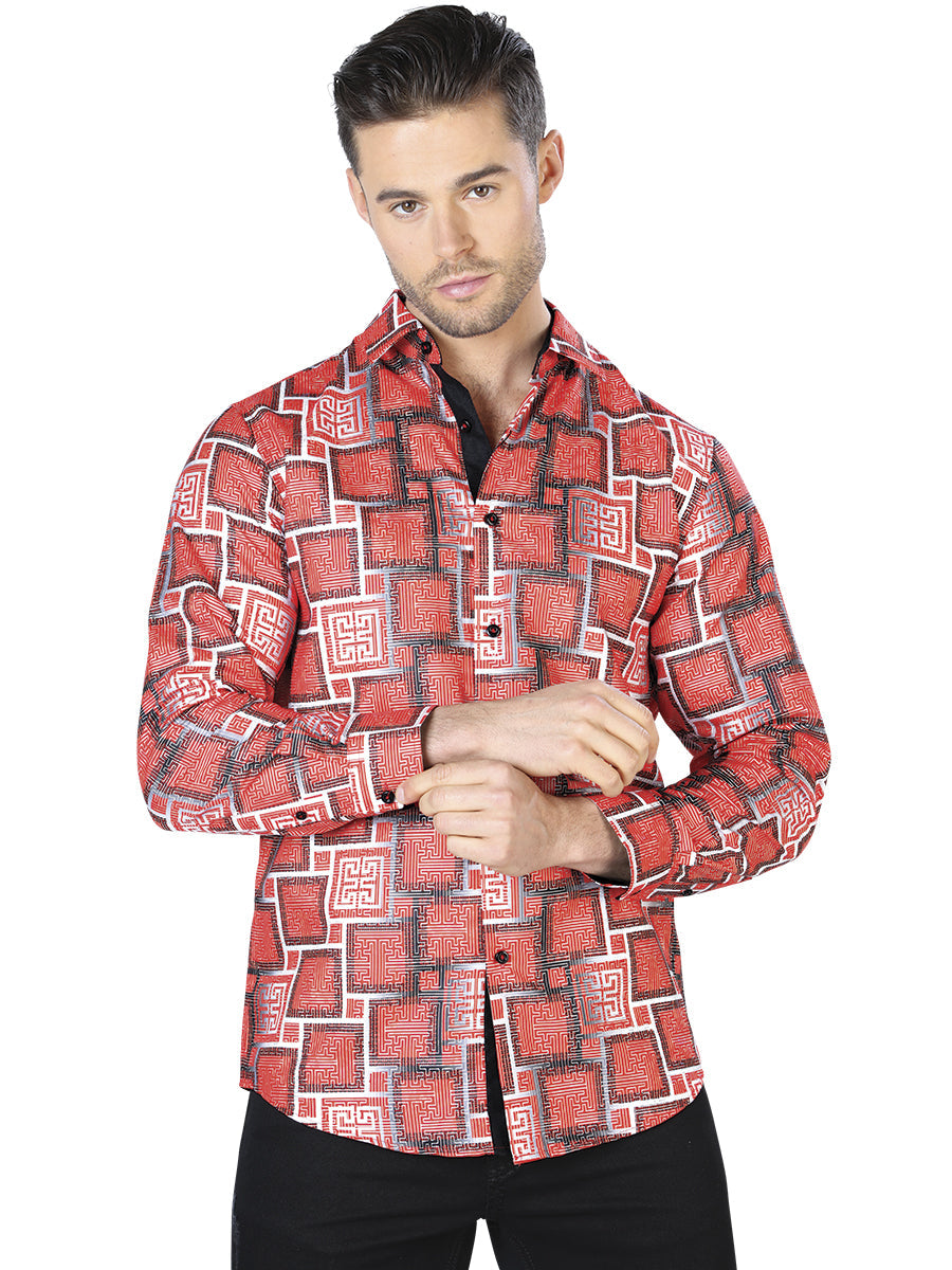 Camisa Casual Roja de Manga Larga Mod. 44005