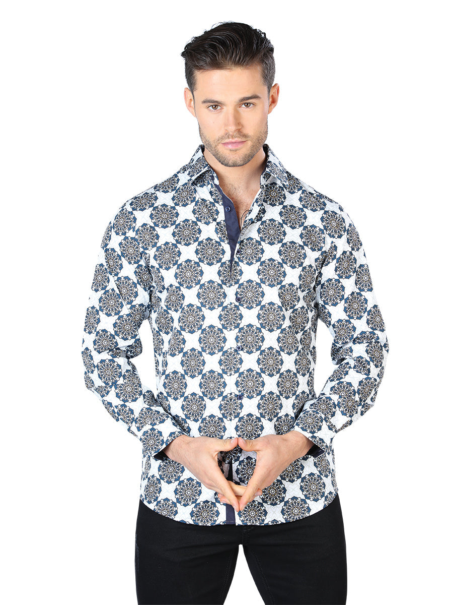 White and Black Casual Long Sleeve Shirt Mod. 44048