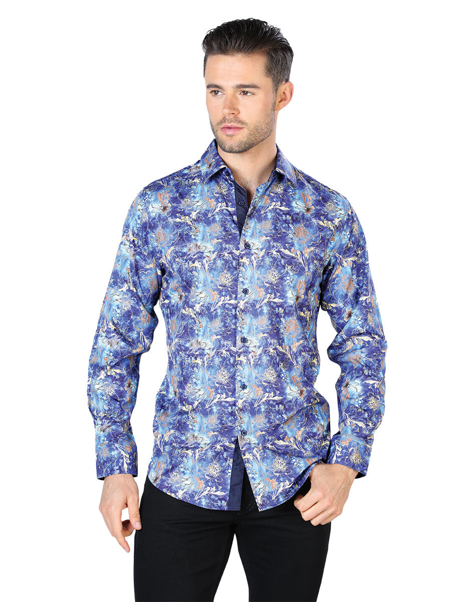 Blue Casual Long Sleeve Shirt Mod. 44050