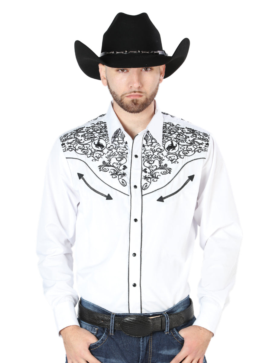 El Señor de los Cielos Embroidery Shirt White/Black Mod. 44188