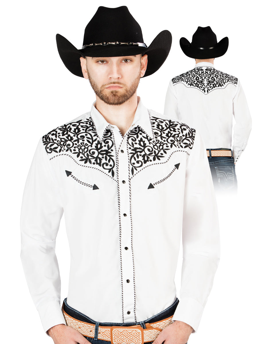 Embroidery -Western Shirt White/Black Mod. 44194