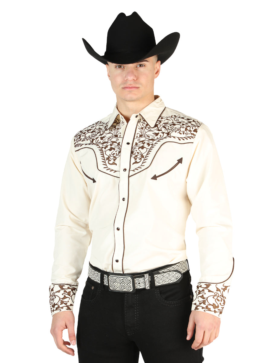 Embroidery Western Shirt Beige/Black Mod. 44196