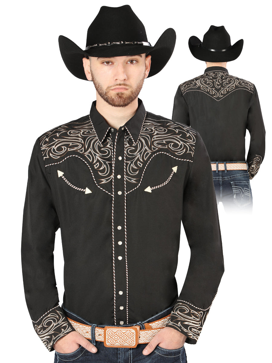 Embroidery Western Shirt Black/Gold Mod. 44198