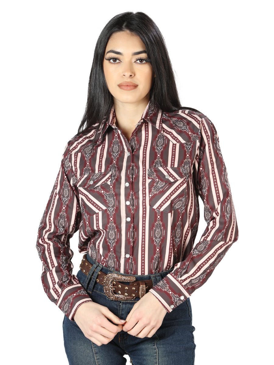 Womens Brown Long Sleeve Western Shirt
