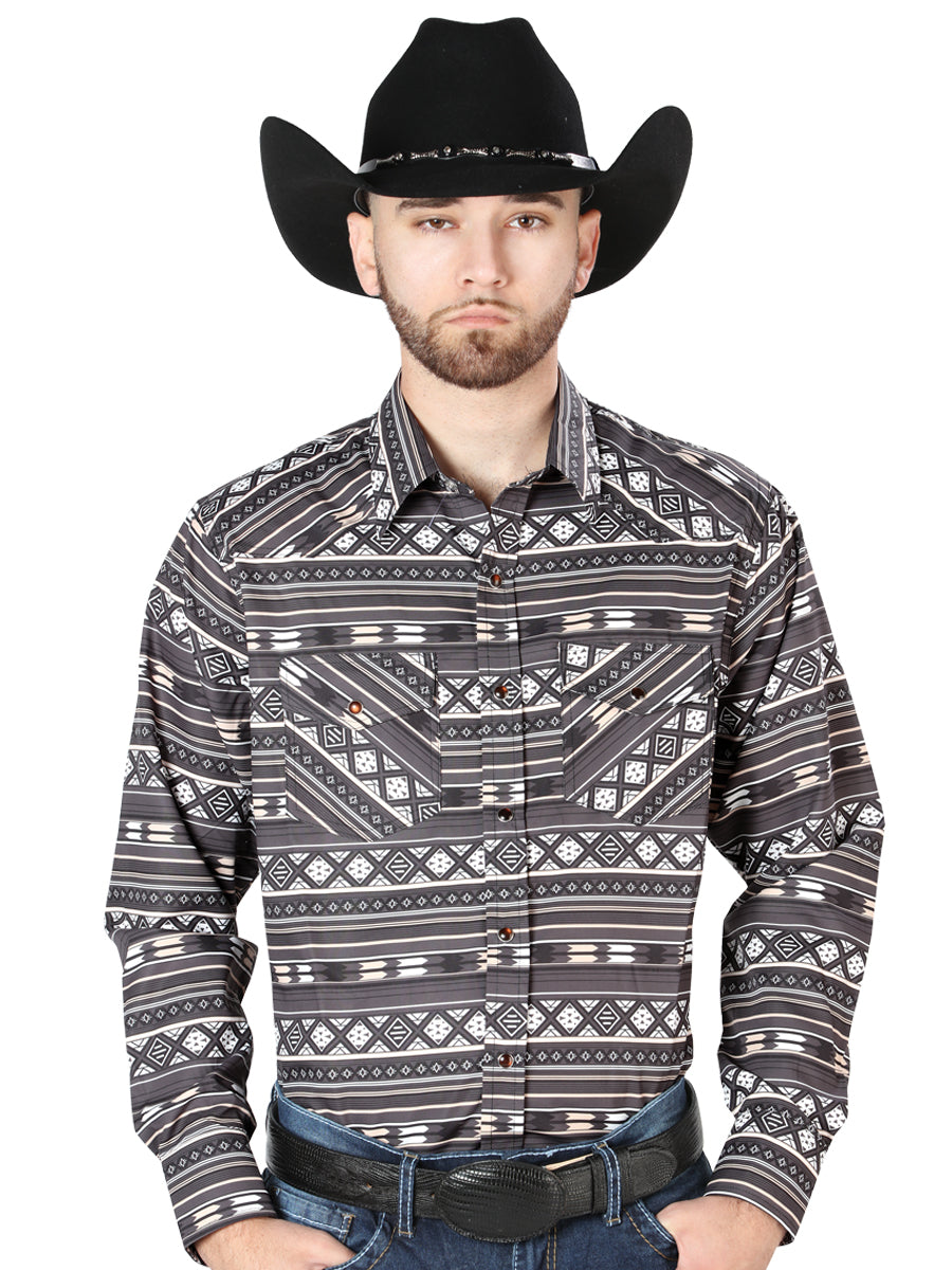 Camisa vaquera de manga larga marrón
