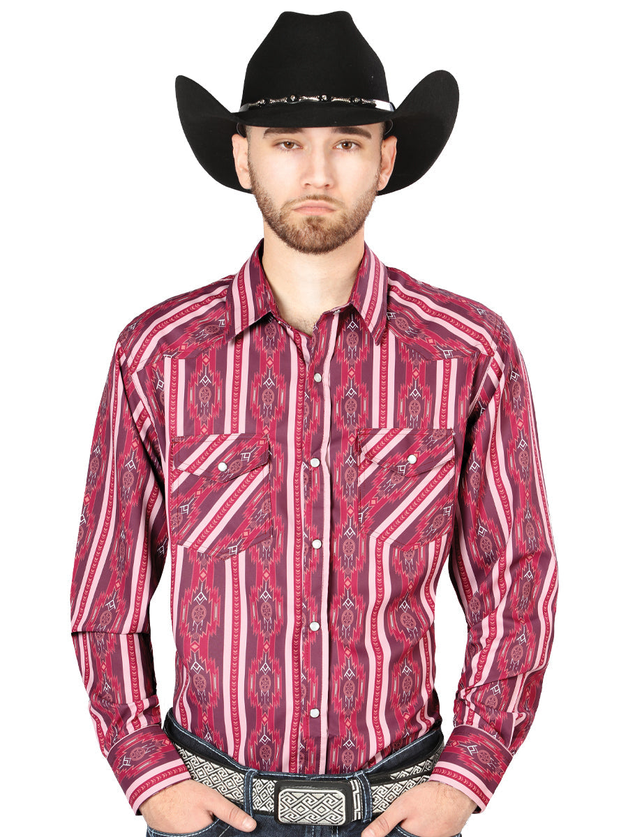 Burgundy Long Sleeve Cowboy Shirt