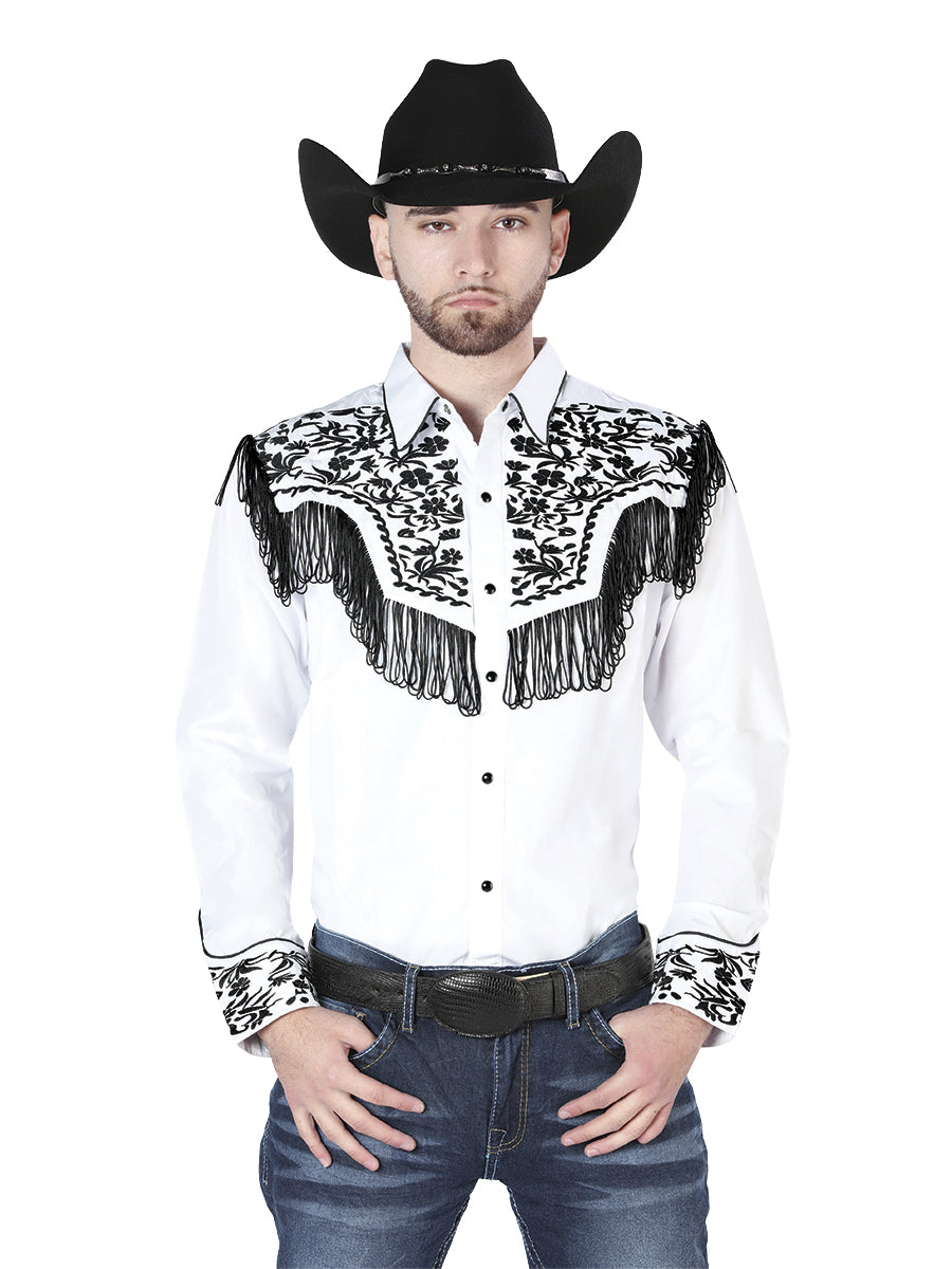 El Señor de los Cielos Embroidery Shirt White/Black Mod. 44223