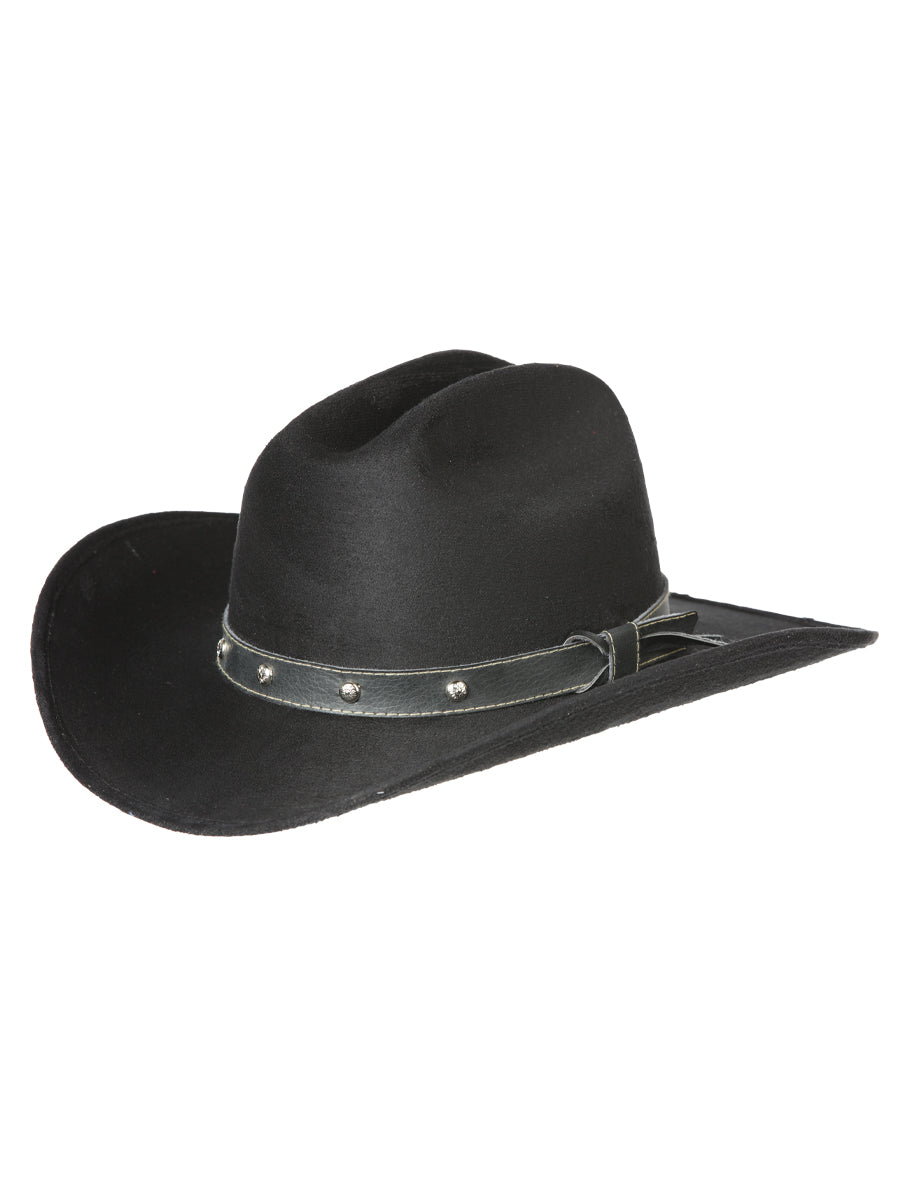 Suede Western Kids Hat Black Silver accents