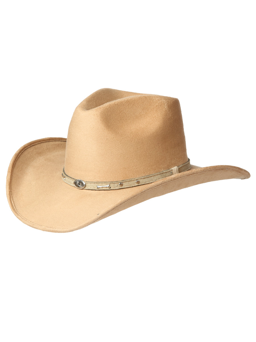 Suede Western Hat Camel with Silver Details