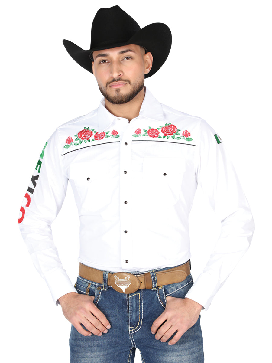 Embroidery Western Shirt White/Roses