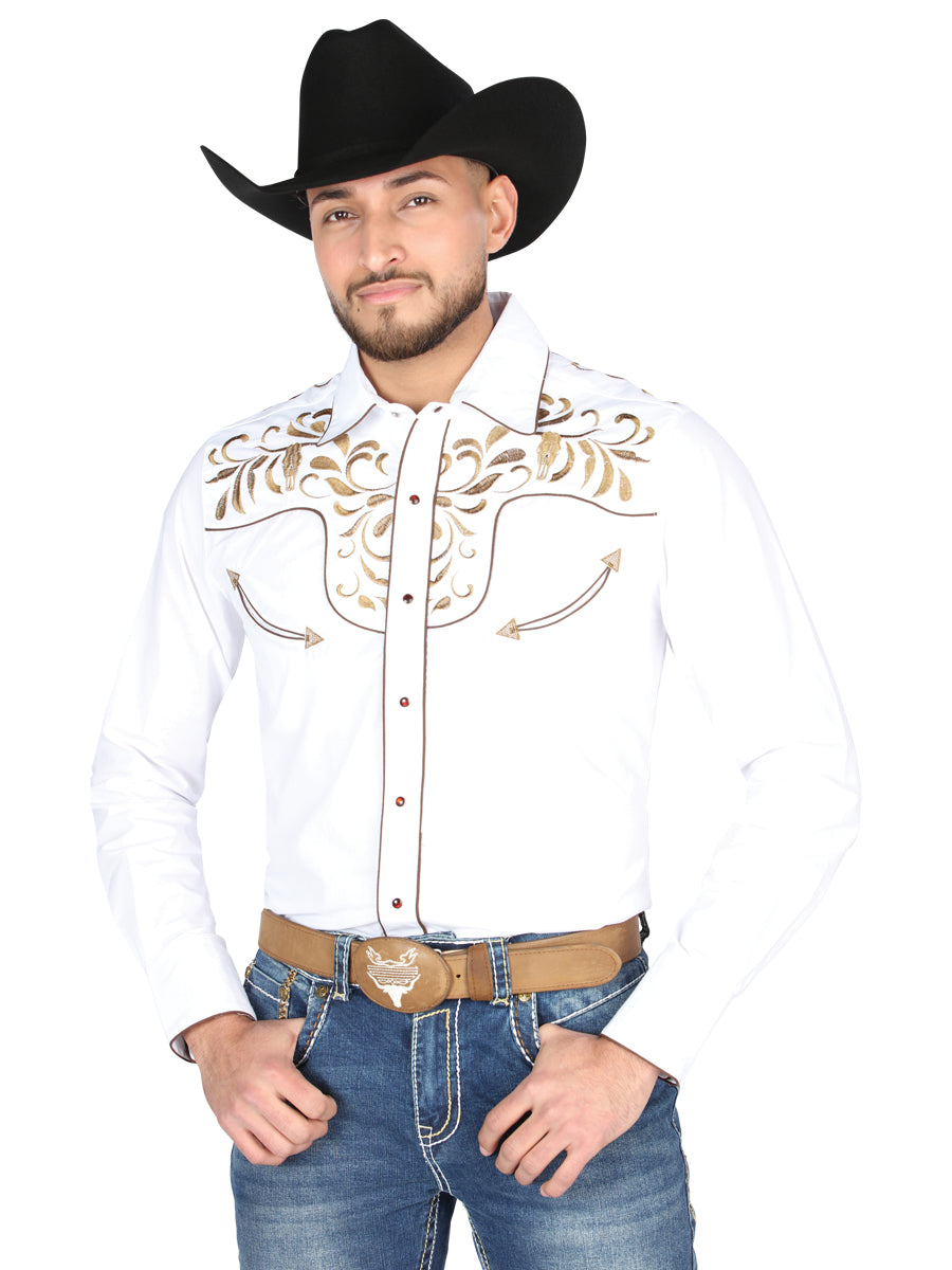 Embroidery Western Shirt White/Gold